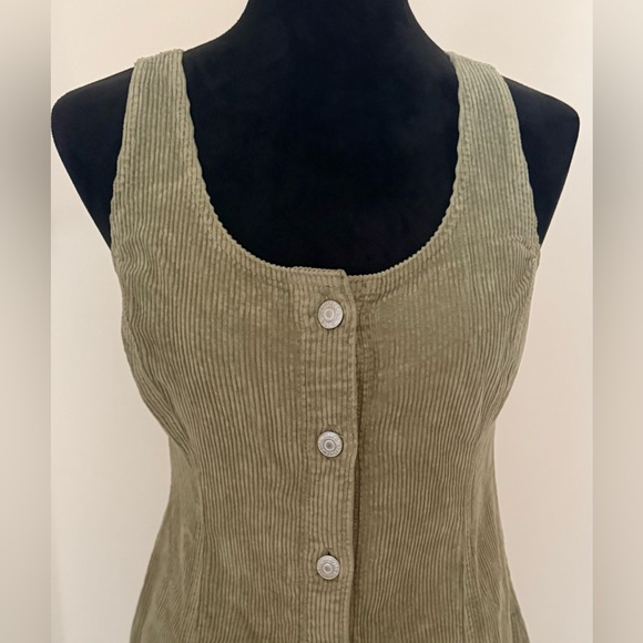 LEVI'S WOMEN'S VIANNA SLEEVELESS BUTTON-DOWN CORDUROY GREEN DRESS - SIZE S - NWT - Picture 5 of 8